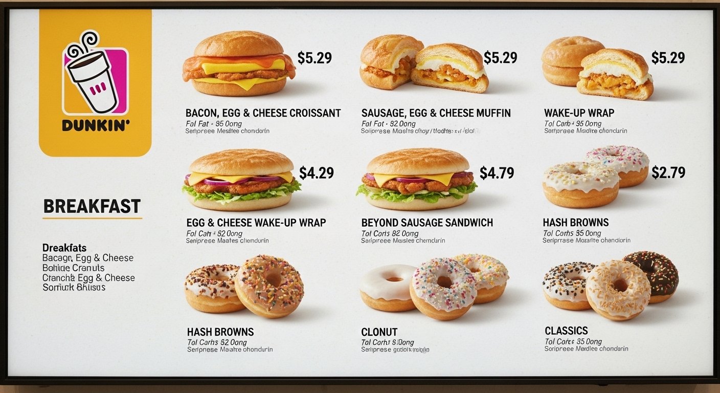 Dunkin Donuts breakfast menu